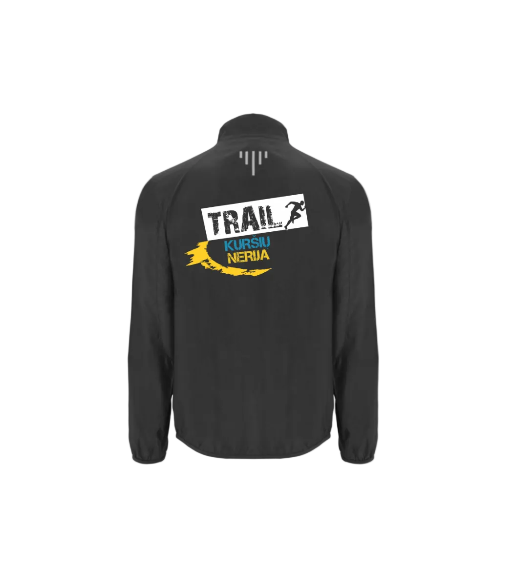 Black windstopper jacket with 'TRAIL Kursiu Nerija' logo